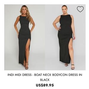 INDI MAXI DRESS - BOAT NECK BODYCON DRESS IN BLACK NWT sz 12